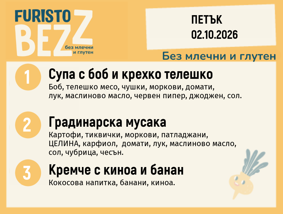 Меню без млечни и глутен 02.10 200гр.