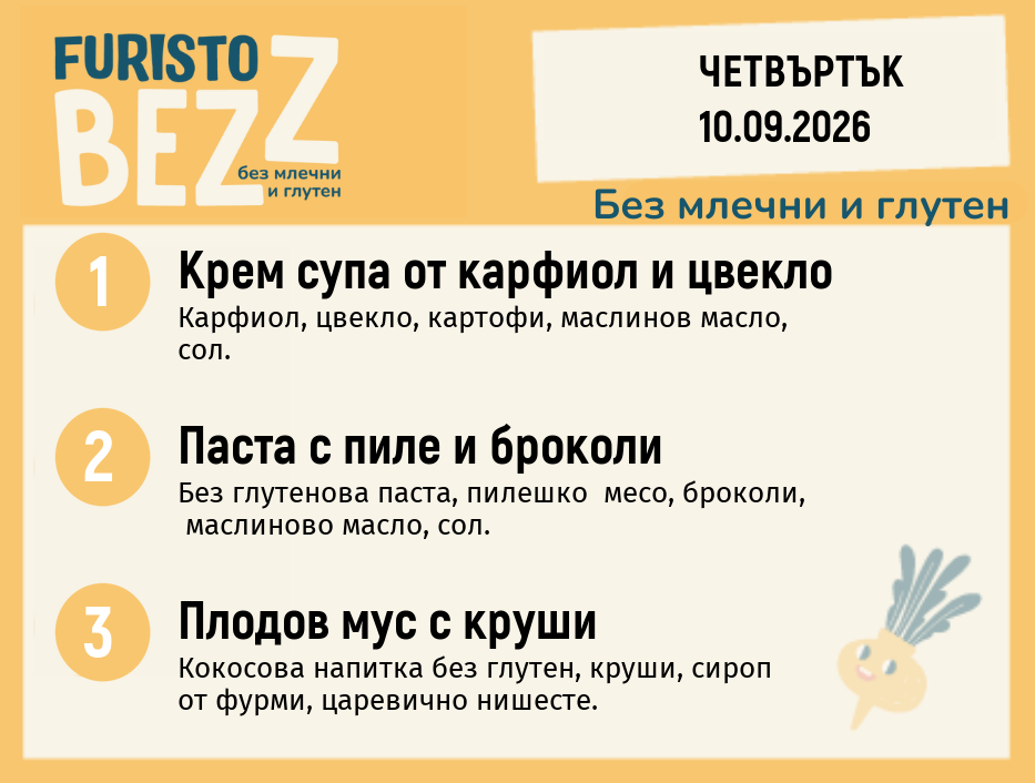 Меню без млечни и глутен 10.09 200гр.