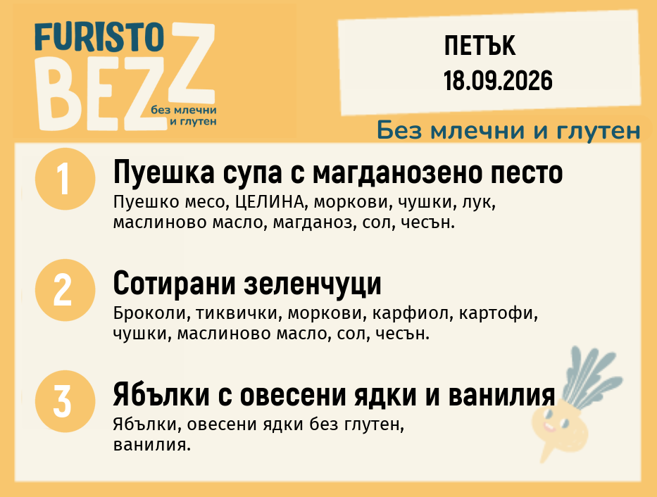 Меню без млечни и глутен 18.09 200гр.