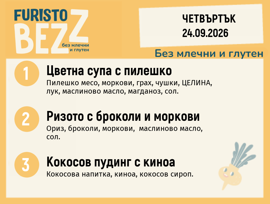 Меню без млечни и глутен 24.09 200гр.