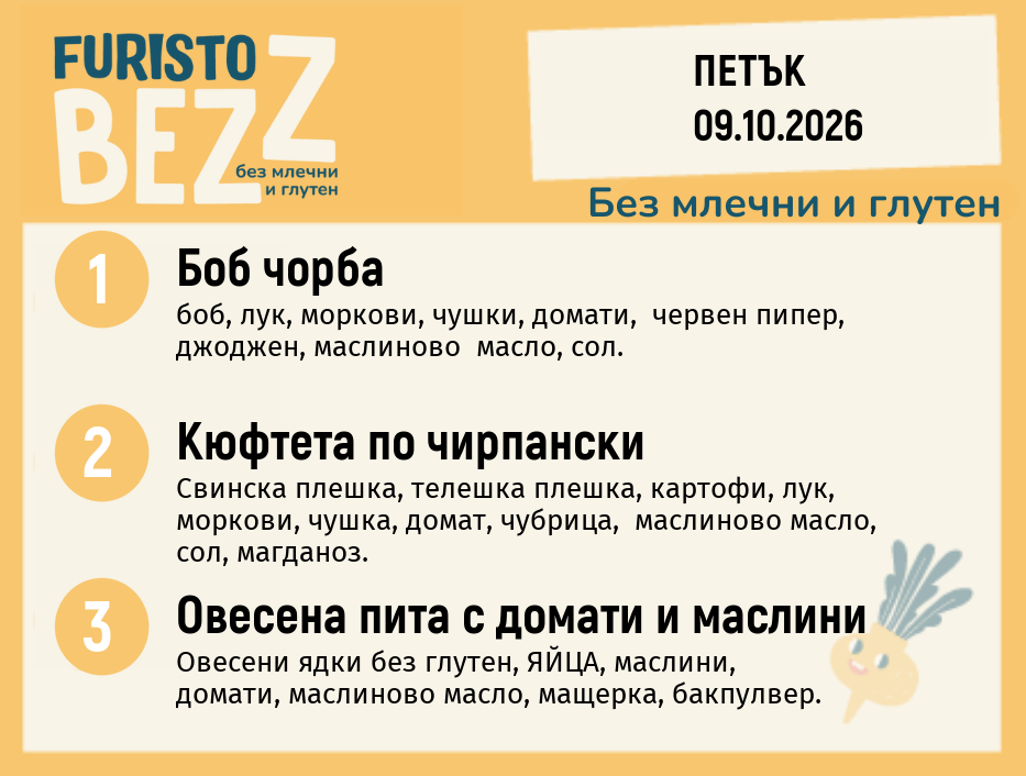 Меню без млечни и глутен 09.10 200гр.