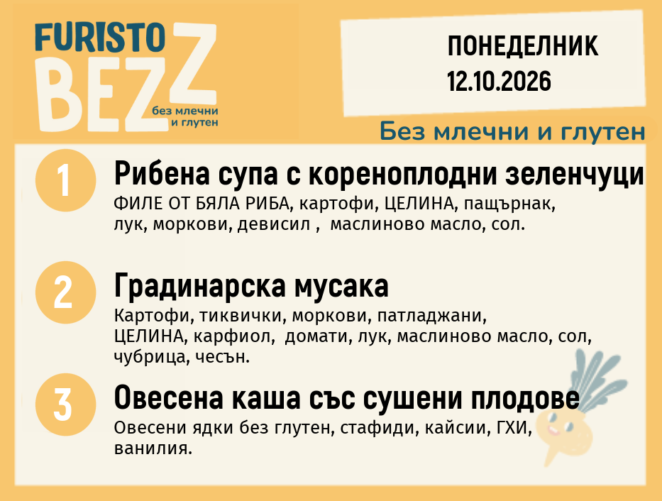 Меню без млечни и глутен 12.10 200гр.