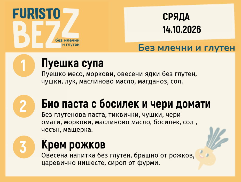 Меню без млечни и глутен 14.10 200гр.