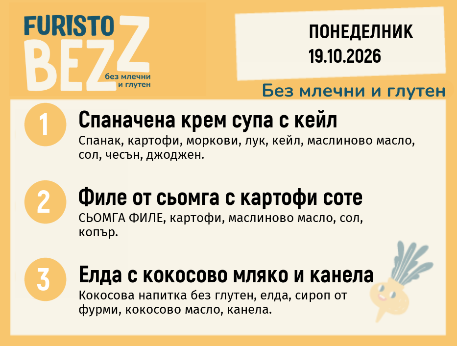 Меню без млечни и глутен 19.10 200гр.