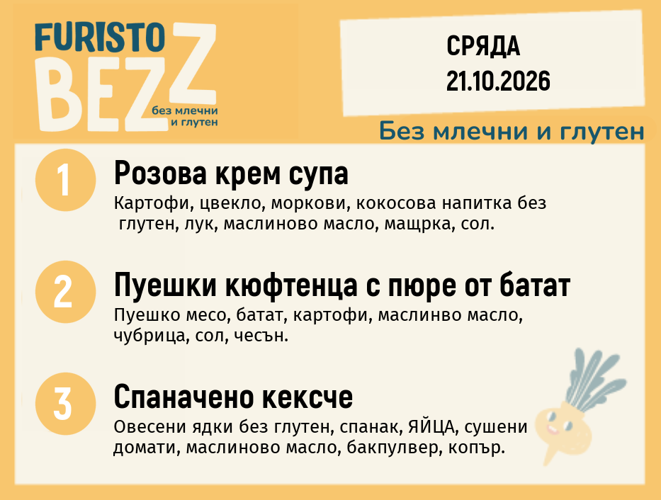 Меню без млечни и глутен 21.10 200гр.