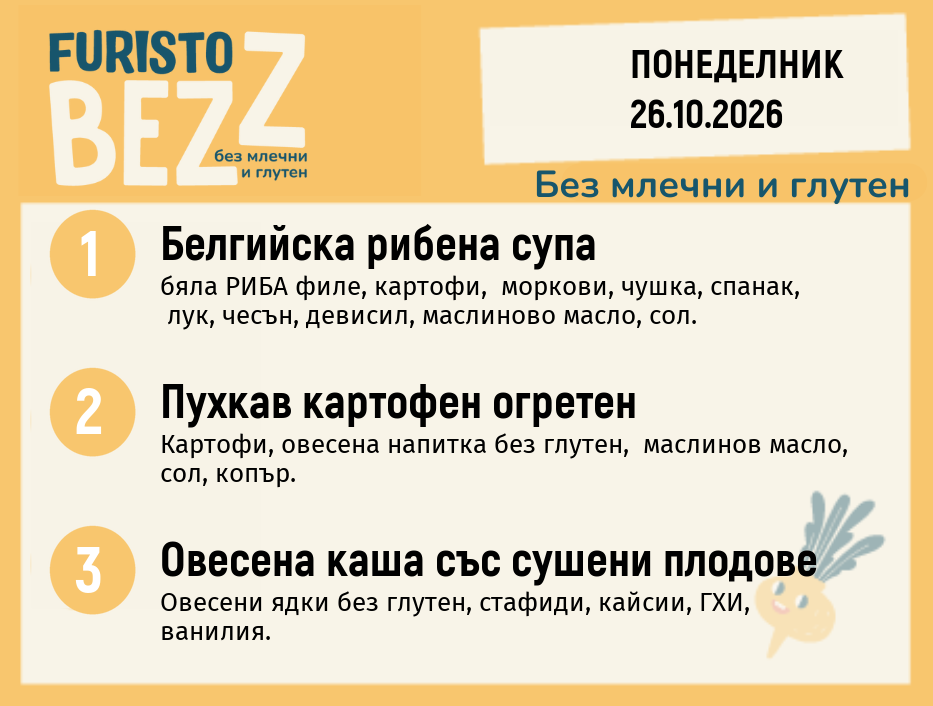 Меню без млечни и глутен 26.10 200гр.