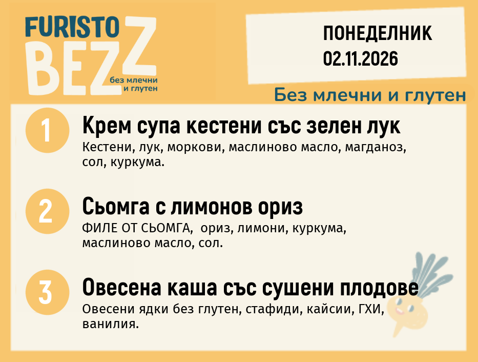 Меню без млечни и глутен 02.11 200гр.