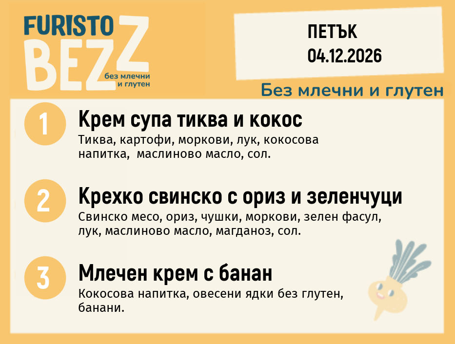 Меню без млечни и глутен 04.12 200гр.